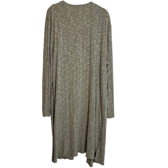 Nine West Womens Duster Length Cardigan Size XL Sable Beige Ribbed Knit Pockets - Picture 4 of 7